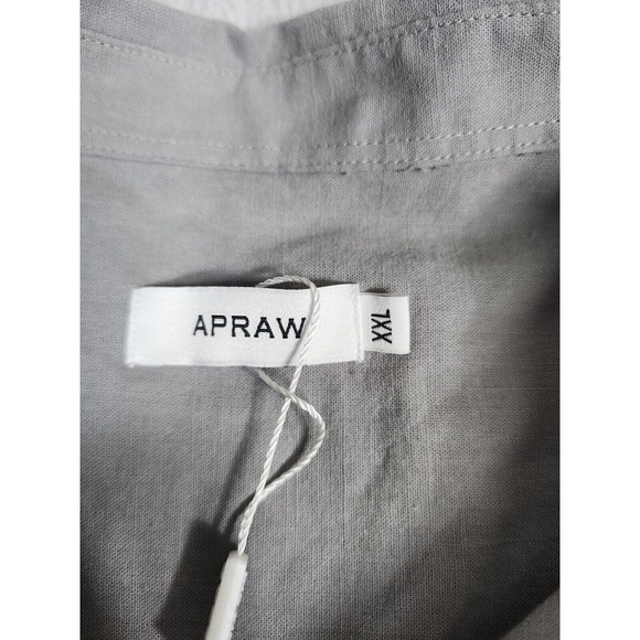NWT APRAW Shirt Men's Gray Long Sleeve Linen Blend‎ Button Up Size XXL - Picture 7 of 9
